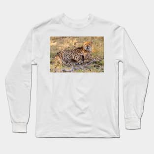 Panting Cheetah Resting in the Shade Long Sleeve T-Shirt